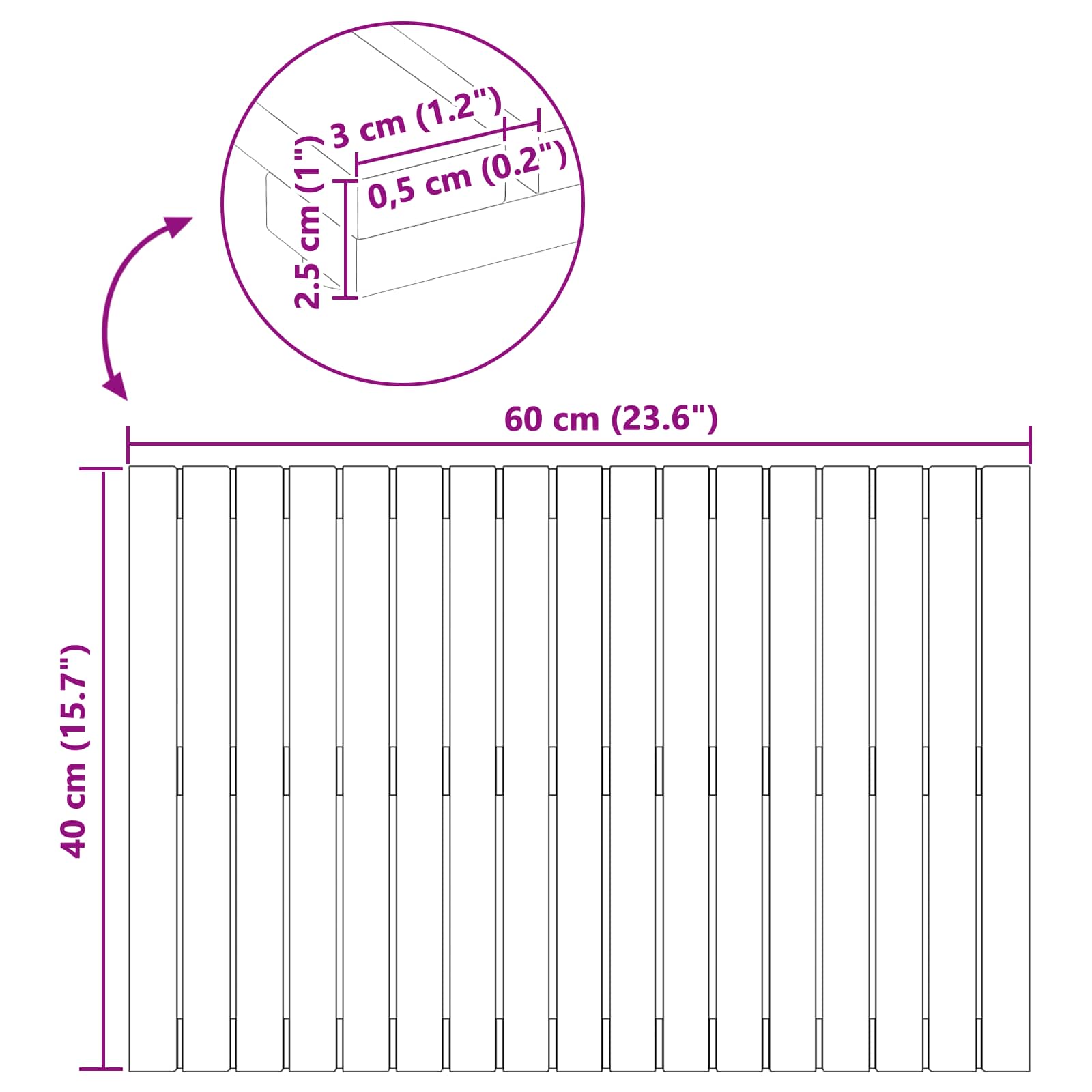 Πατάκι μπάνιου Μονόχρωμο Καφέ 60 x 40 cm ξύλο