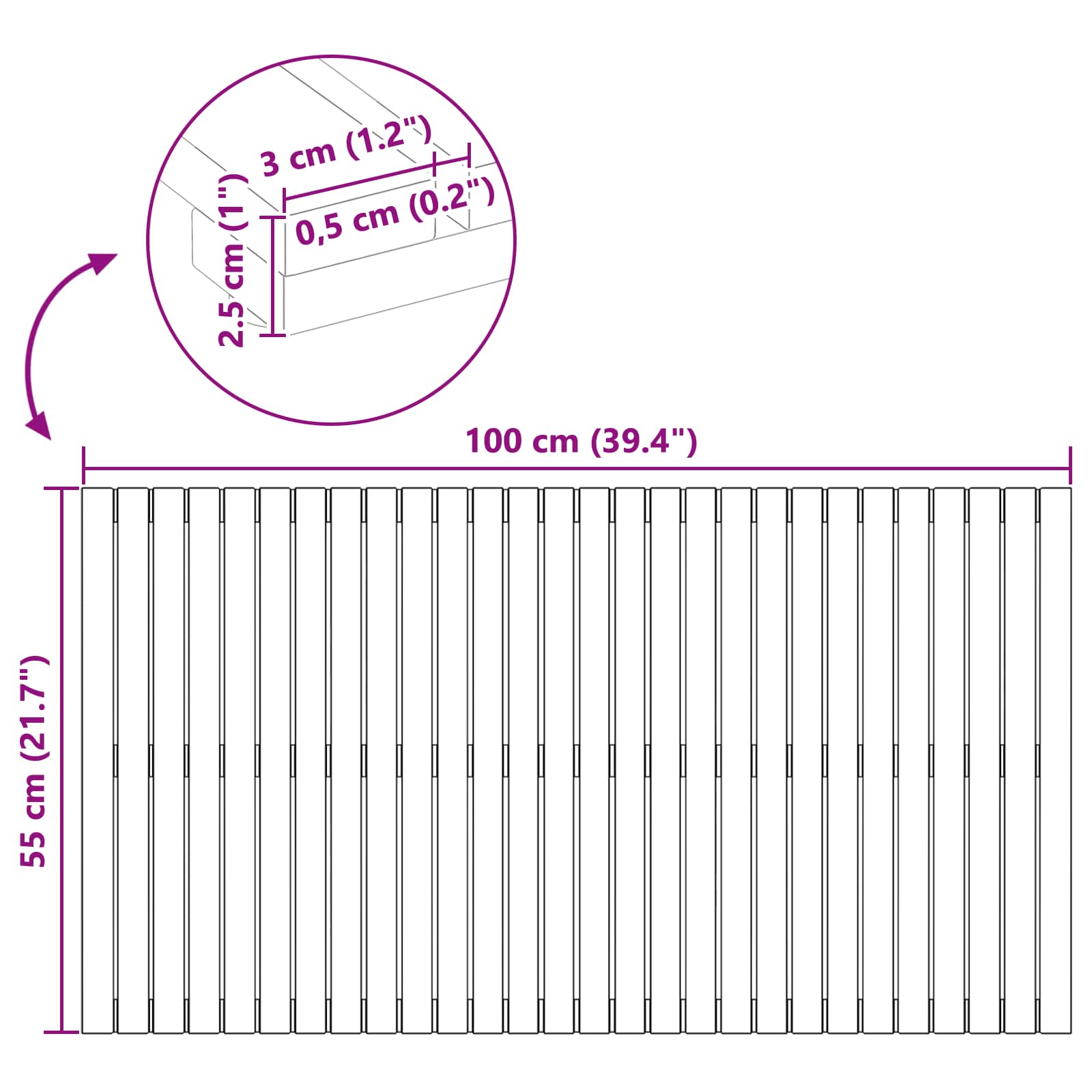 Πατάκι μπάνιου Μονόχρωμο Καφέ 100 x 55 cm ξύλο - Pakobazaar
