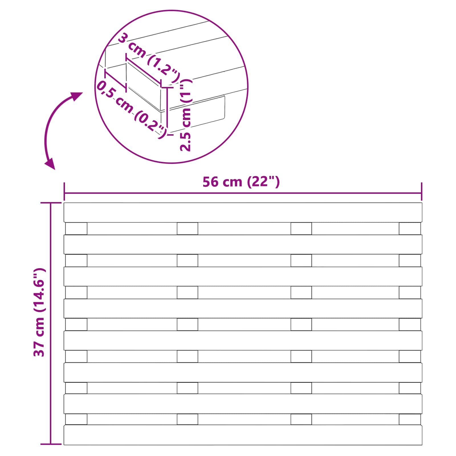 Πατάκι μπάνιου Μονόχρωμο Καφέ 100 x 53 εκ. ξύλο
