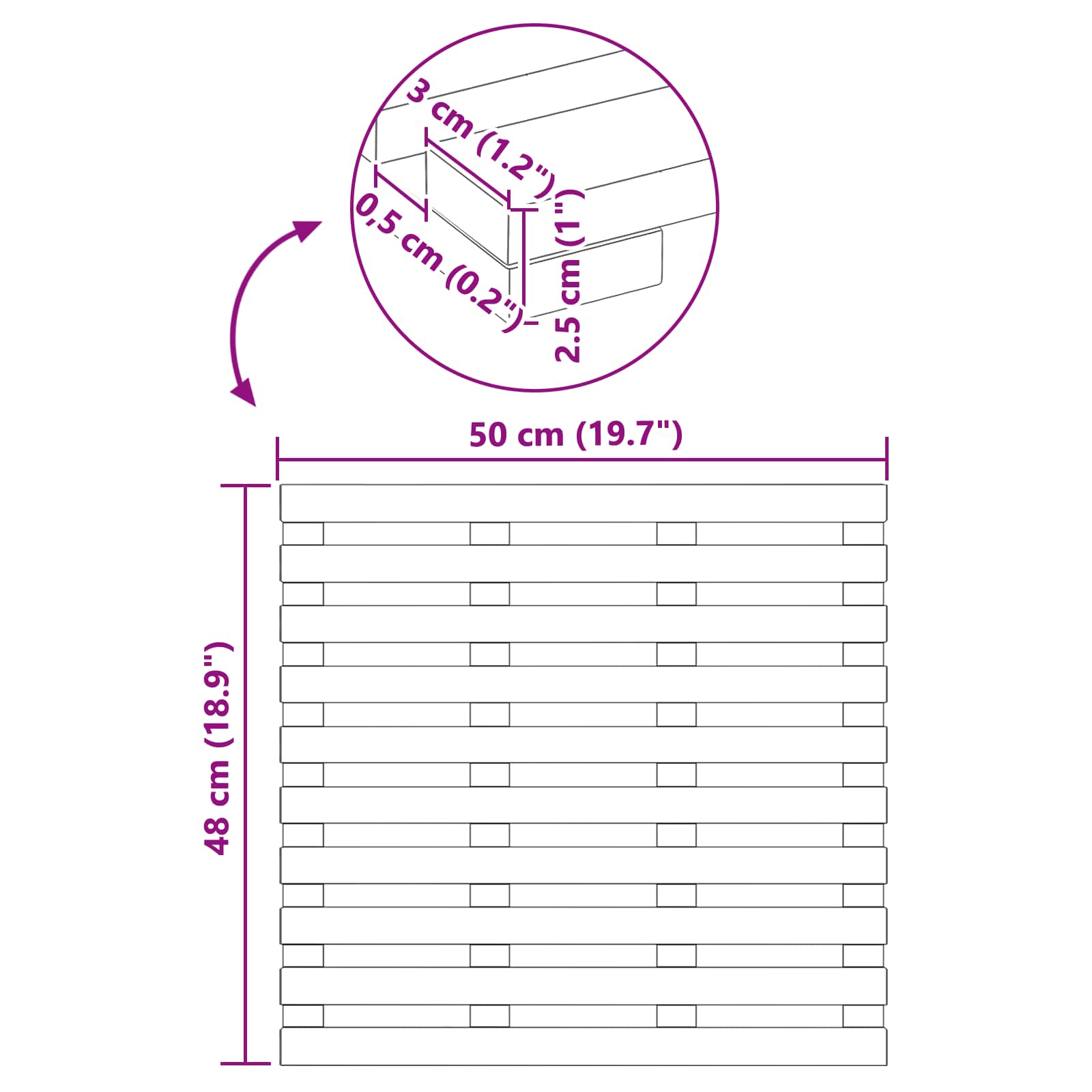 Πατάκι μπάνιου Καφέ 50 x 48 x 2,5 εκ Στερεό Ξύλο Ακακίας