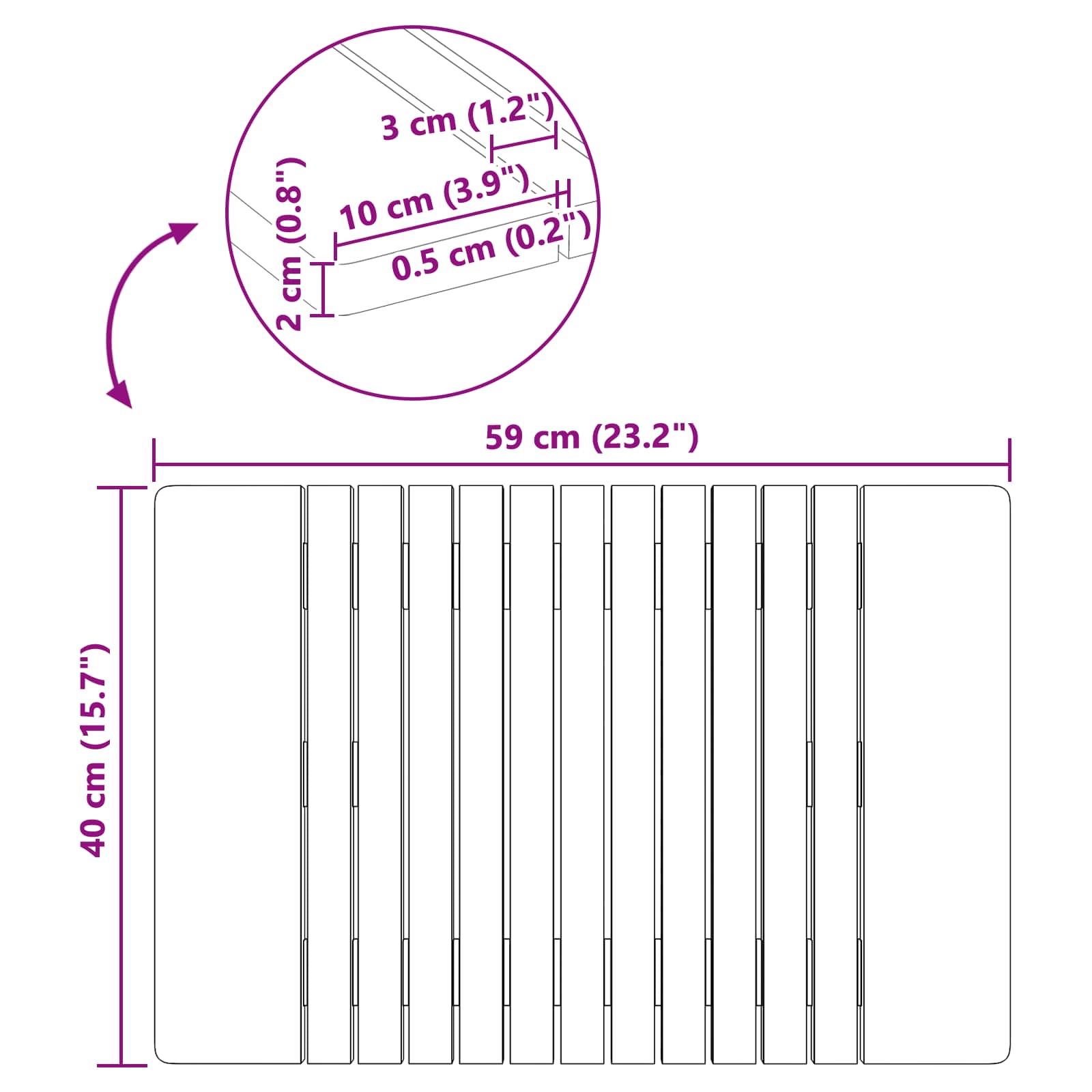 Πατάκι μπάνιου Μονόχρωμο Καφέ 59 x 40 εκ ξύλο