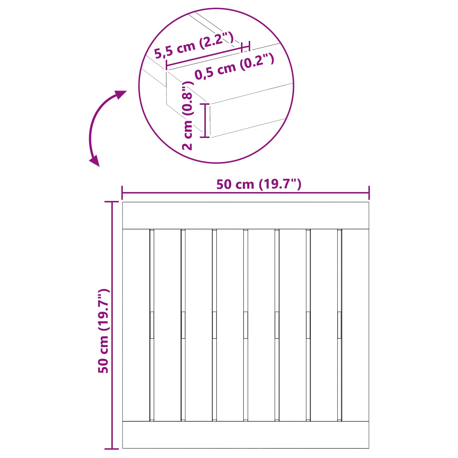Πατάκι μπάνιου Μονόχρωμο Καφέ 50 x 50 cm Στερεό Ξύλο Ακακίας
