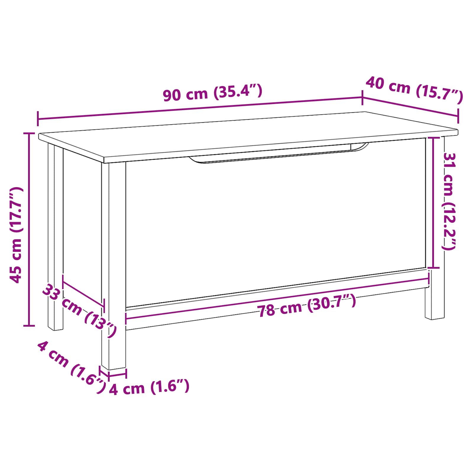 Κουτί αποθήκευσης Μέλι Καφέ 90 x 40 x 45 cm Στερεό ξύλο πεύκου - Pakobazaar