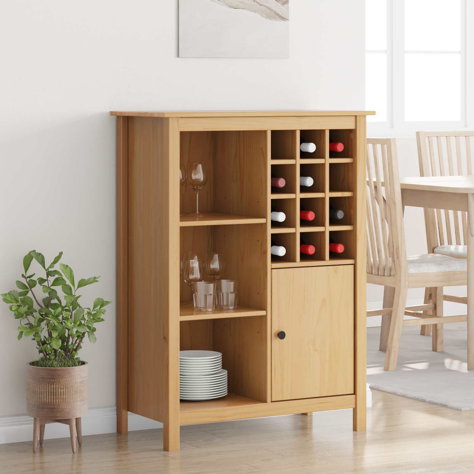 Ντουλάπι κρασιού HILL Μέλι Καφέ 79.5 x 40 x 107.5 εκ - Pakobazaar