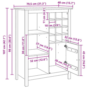 Ντουλάπι κρασιού HILL Μέλι Καφέ 79.5 x 40 x 107.5 εκ - Pakobazaar