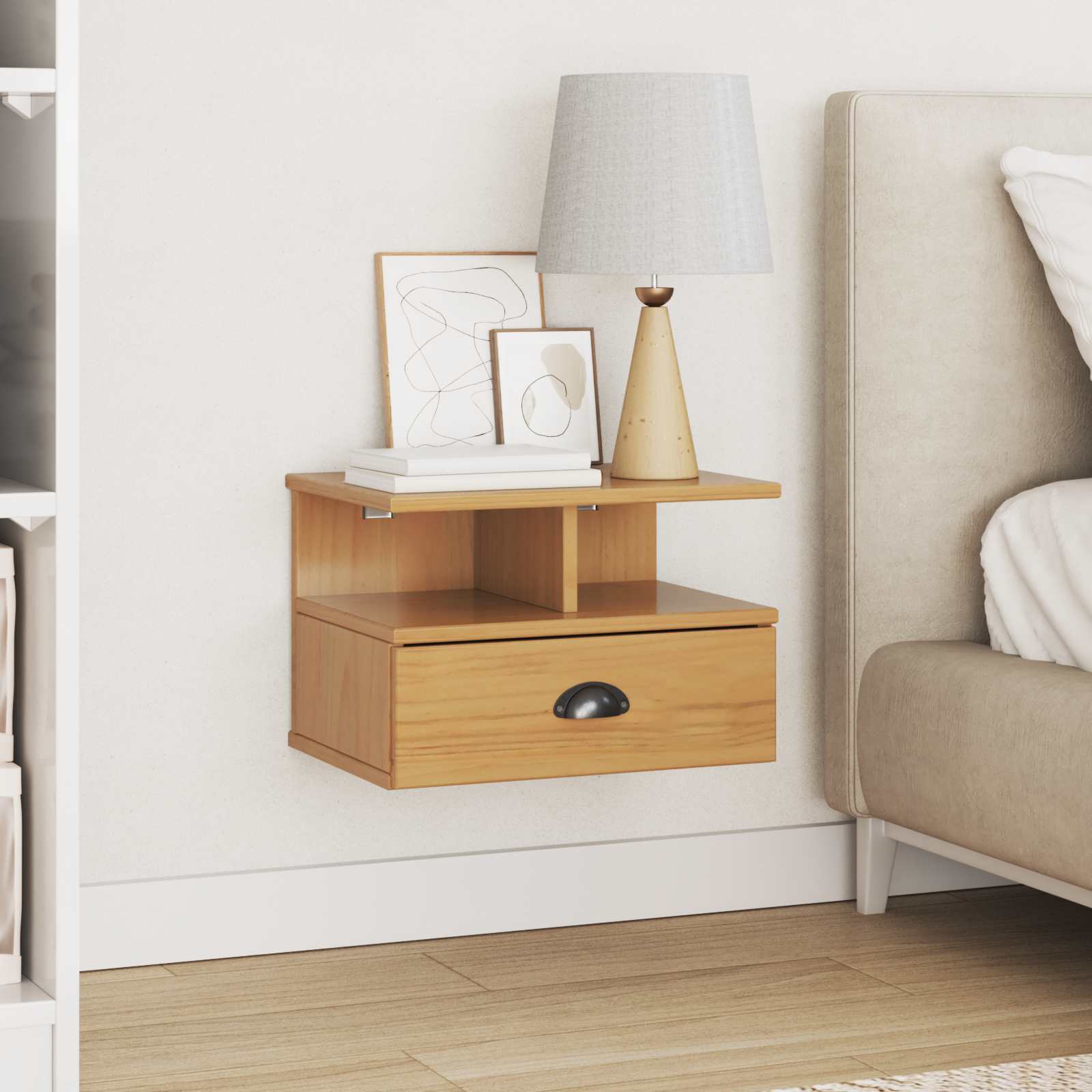 Κομοδίνο Μέλι Καφέ 40 x 31 x 27 εκ. Στερεό ξύλο πεύκου - Pakobazaar