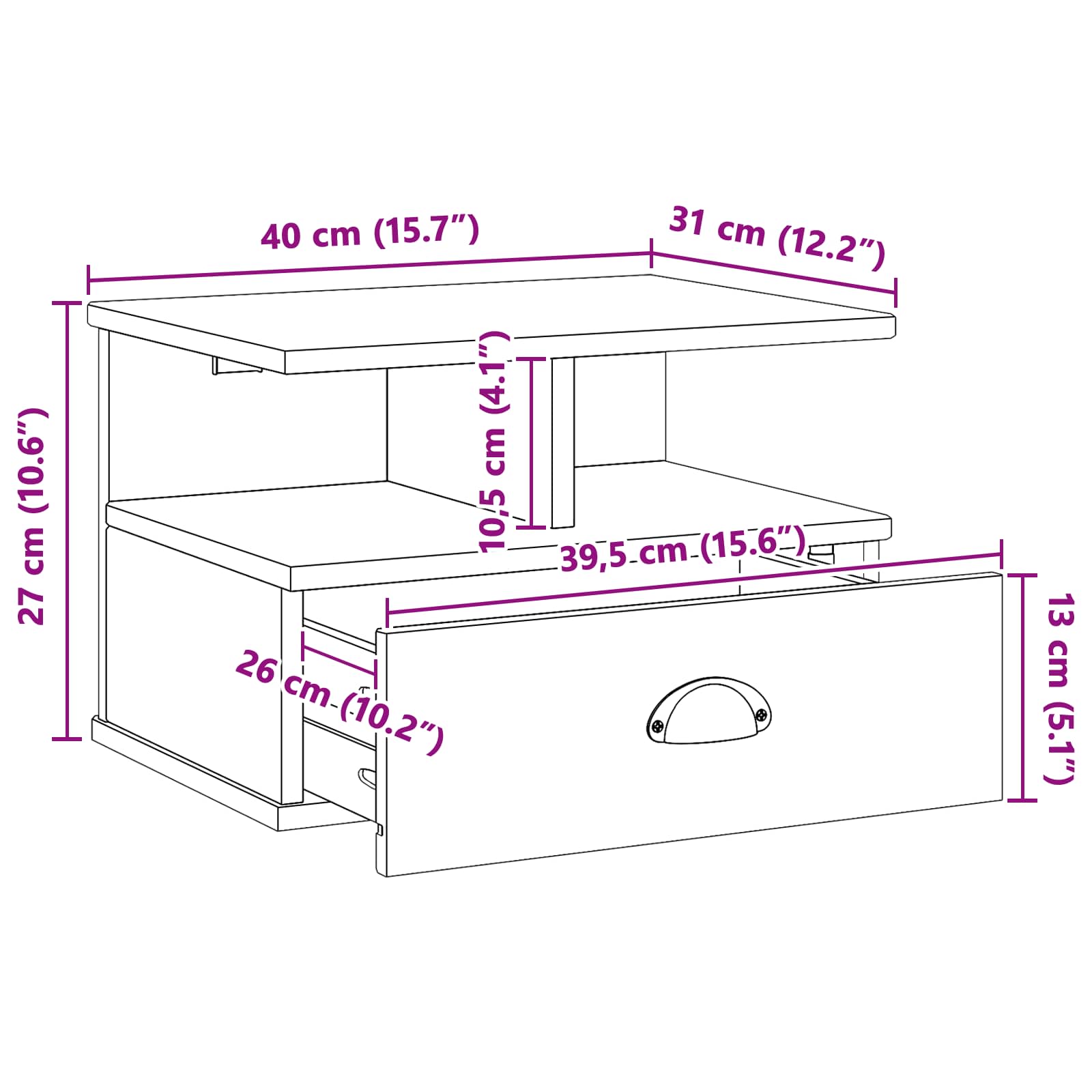 Κομοδίνο Μέλι Καφέ 40 x 31 x 27 εκ. Στερεό ξύλο πεύκου - Pakobazaar