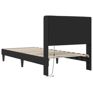 Σκελετός Κρεβατιού με κεφαλάρι Μαύρο 90 x 190 cm Τεχνητό Δέρμα - Pakobazaar