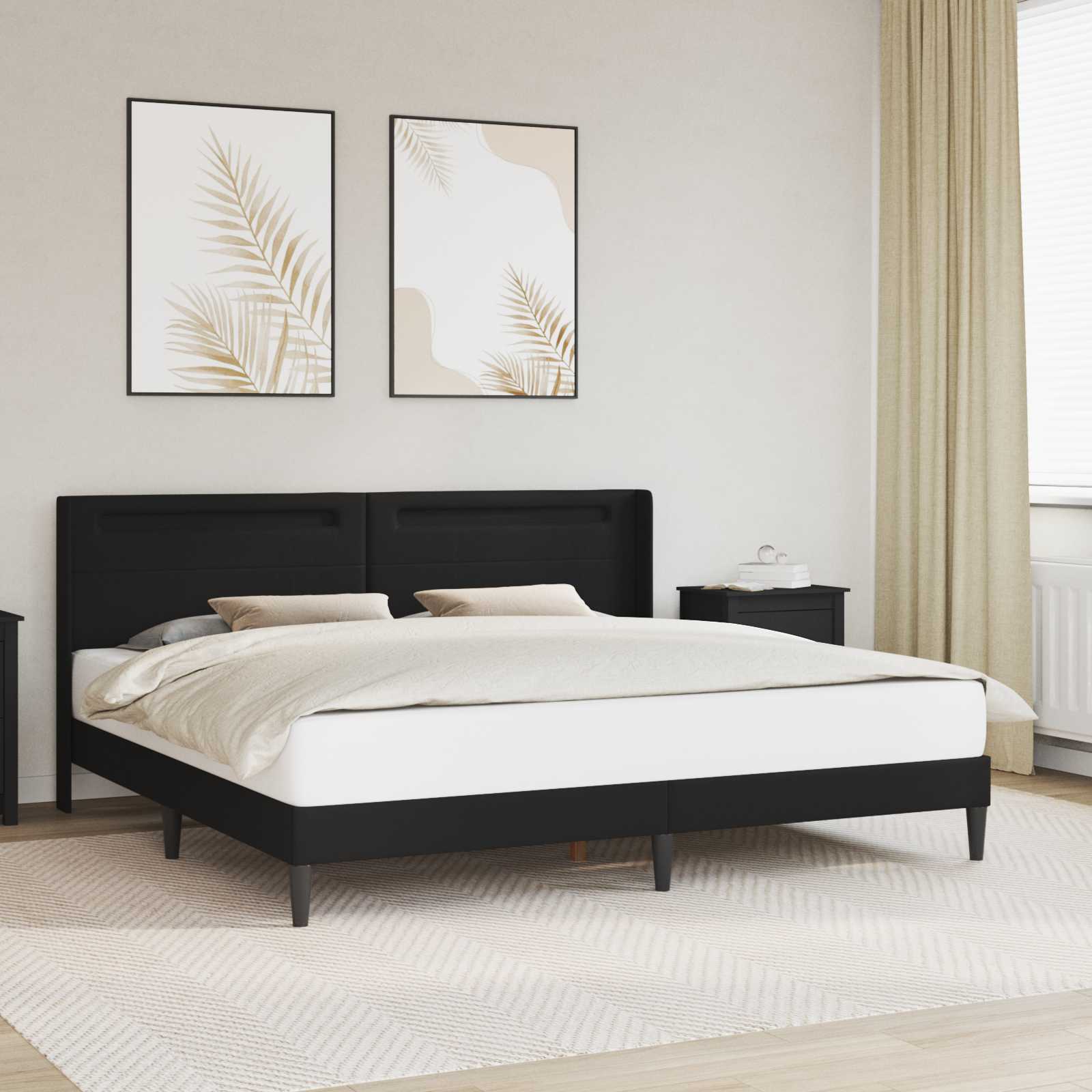 Σκελετός Κρεβατιού με κεφαλάρι Μαύρο 180 x 200 cm Τεχνητό Δέρμα - Pakobazaar