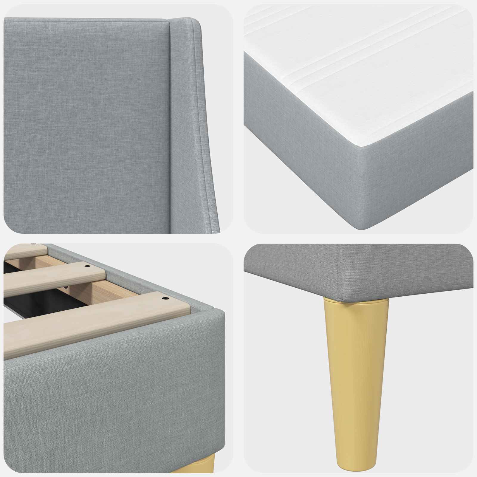 Σκελετός κρεβατιού με στρώμα Ανοιχτό γκρι 90 x 200 cm ύφασμα - Pakobazaar