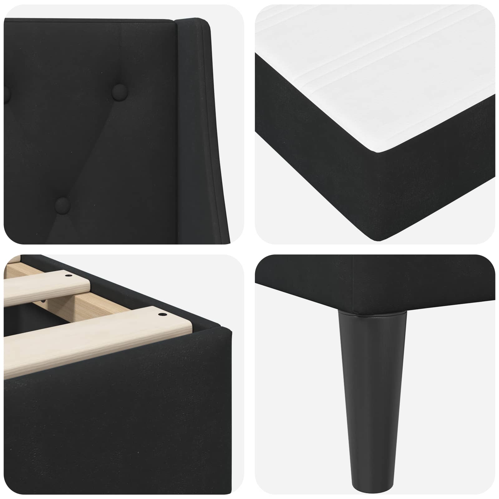 Σκελετός κρεβατιού με στρώμα Μαύρο 90 x 190 cm Βελούδο - Pakobazaar