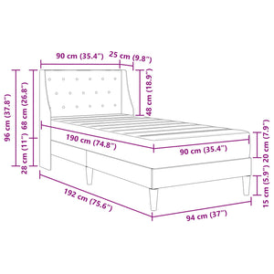 Σκελετός κρεβατιού με στρώμα Μαύρο 90 x 190 cm Βελούδο - Pakobazaar