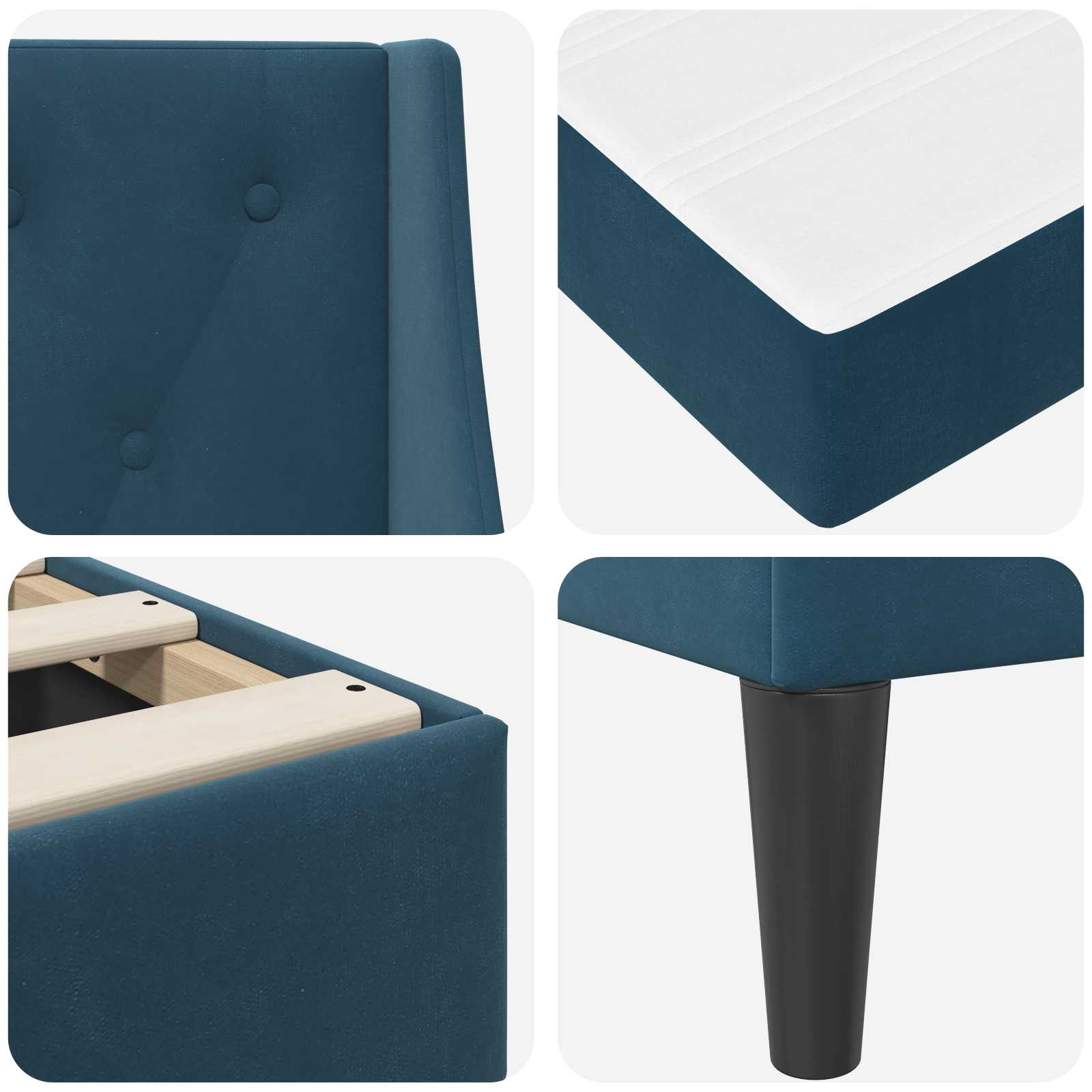 Σκελετός κρεβατιού με στρώμα Επιτοίχιο 2 pcs Μπλε Βελούδο - Pakobazaar