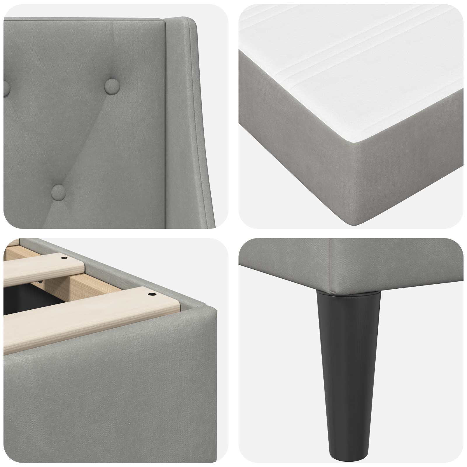 Σκελετός κρεβατιού με στρώμα 2 pcs Ανοιχτό γκρι Βελούδο - Pakobazaar