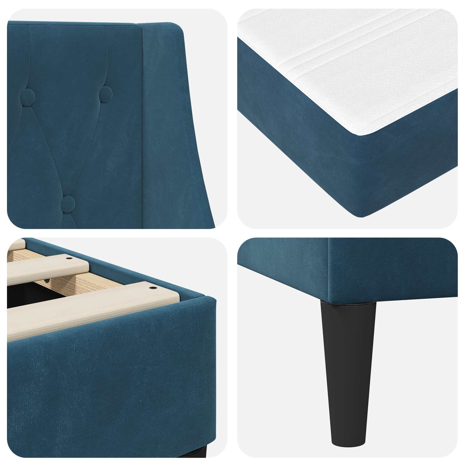 Σκελετός κρεβατιού με στρώμα Επιτοίχιο 2 pcs Μπλε Βελούδο - Pakobazaar