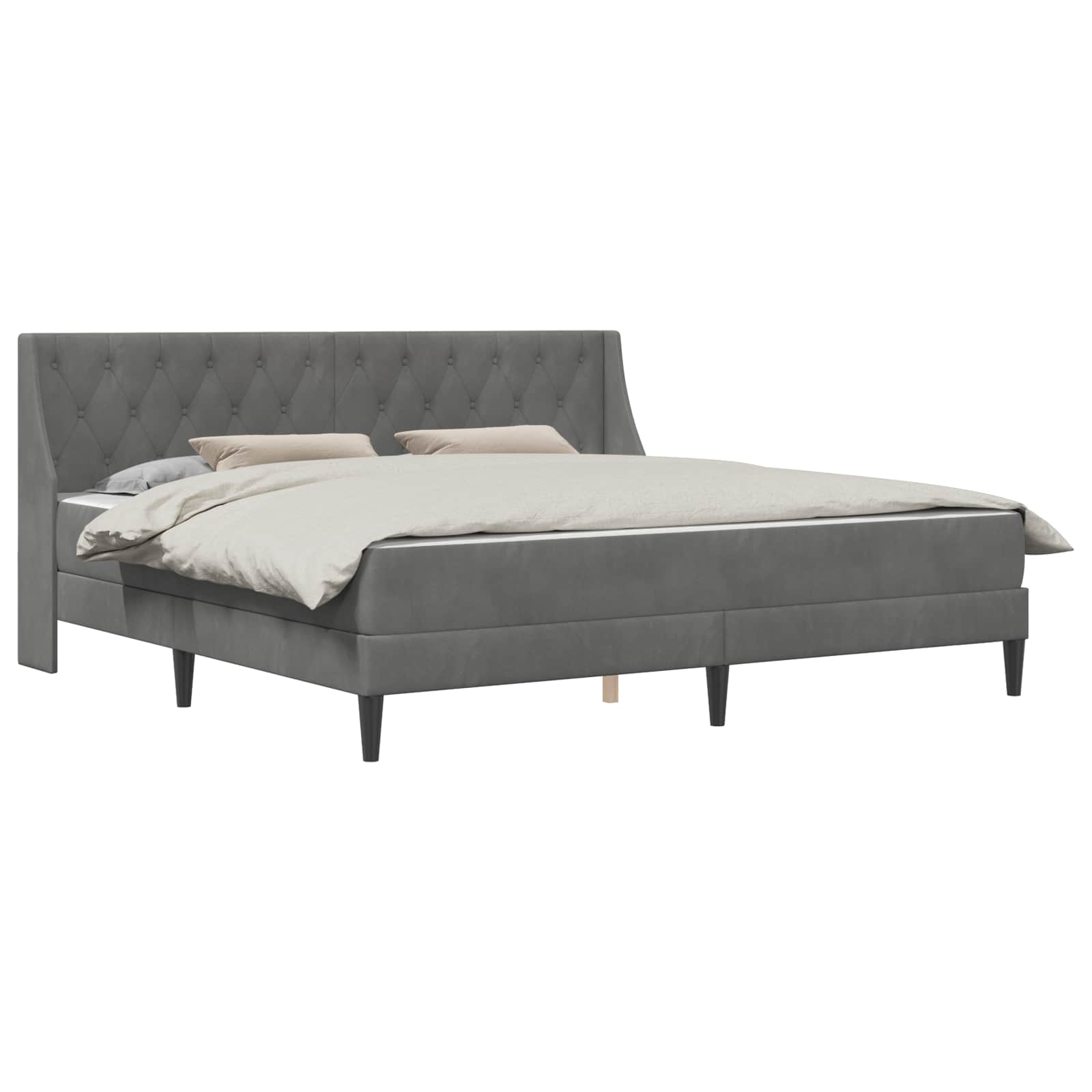 Σκελετός κρεβατιού με στρώμα 2 pcs Σκούρο Γκρι Βελούδο - Pakobazaar