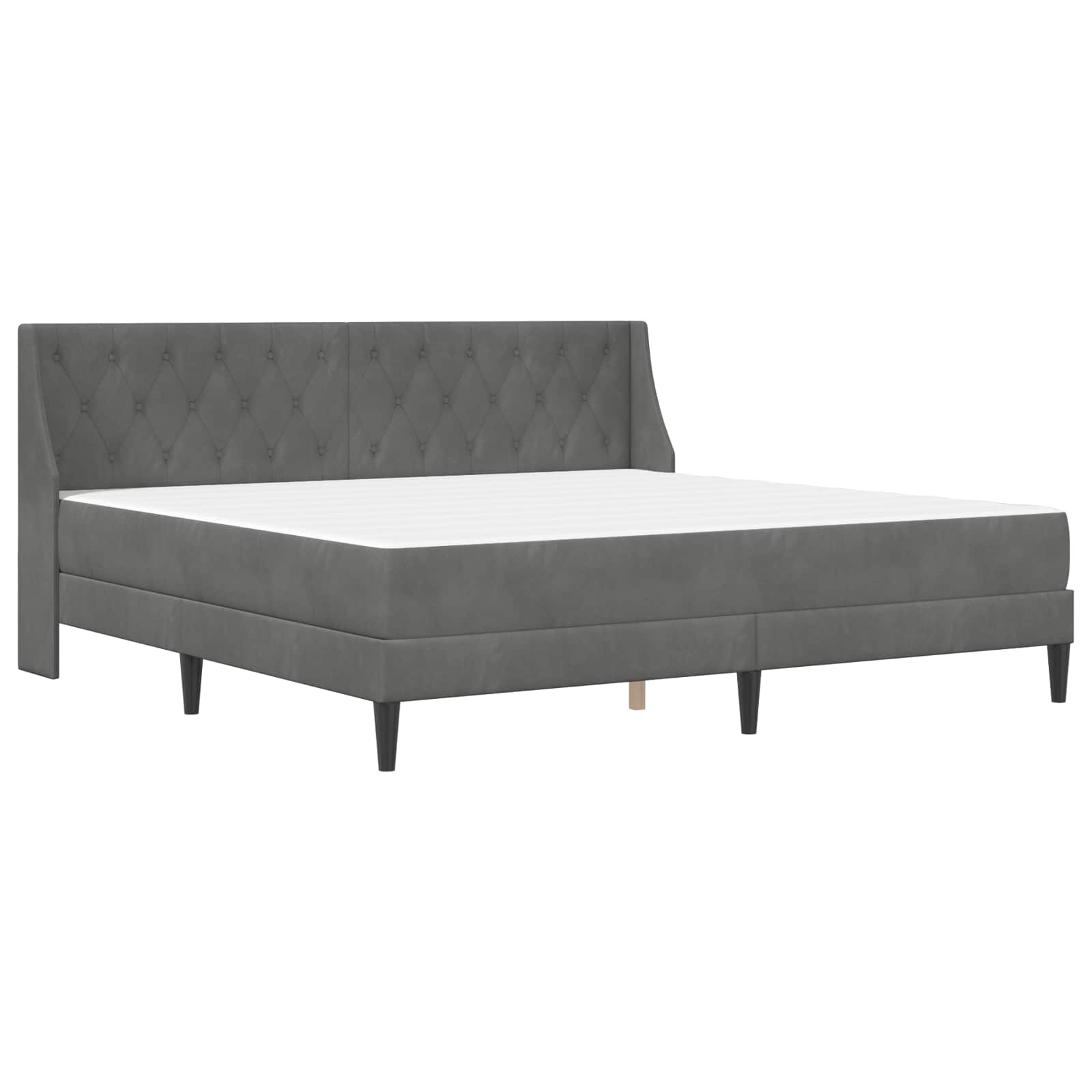 Σκελετός κρεβατιού με στρώμα 2 pcs Σκούρο Γκρι Βελούδο - Pakobazaar