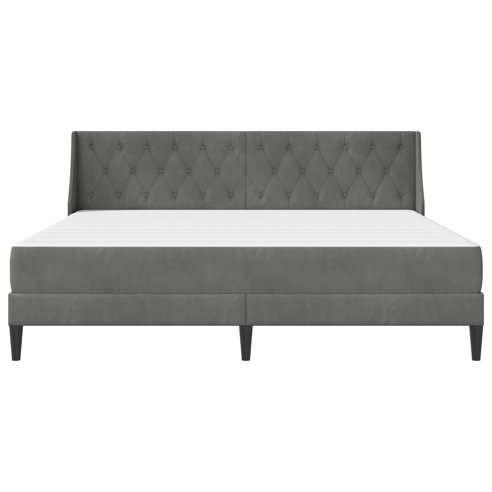 Σκελετός κρεβατιού με στρώμα 2 pcs Σκούρο Γκρι Βελούδο - Pakobazaar