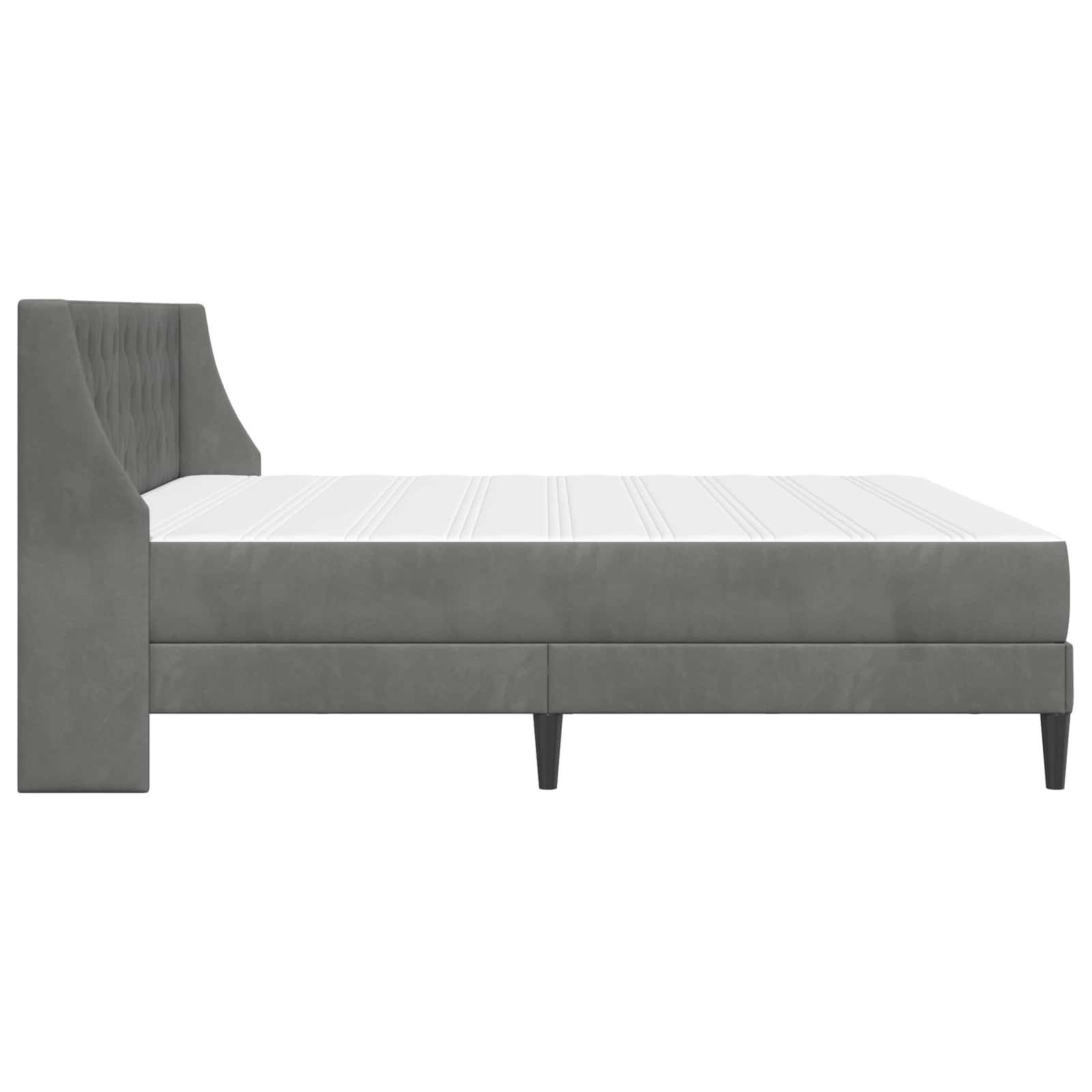 Σκελετός κρεβατιού με στρώμα 2 pcs Σκούρο Γκρι Βελούδο - Pakobazaar