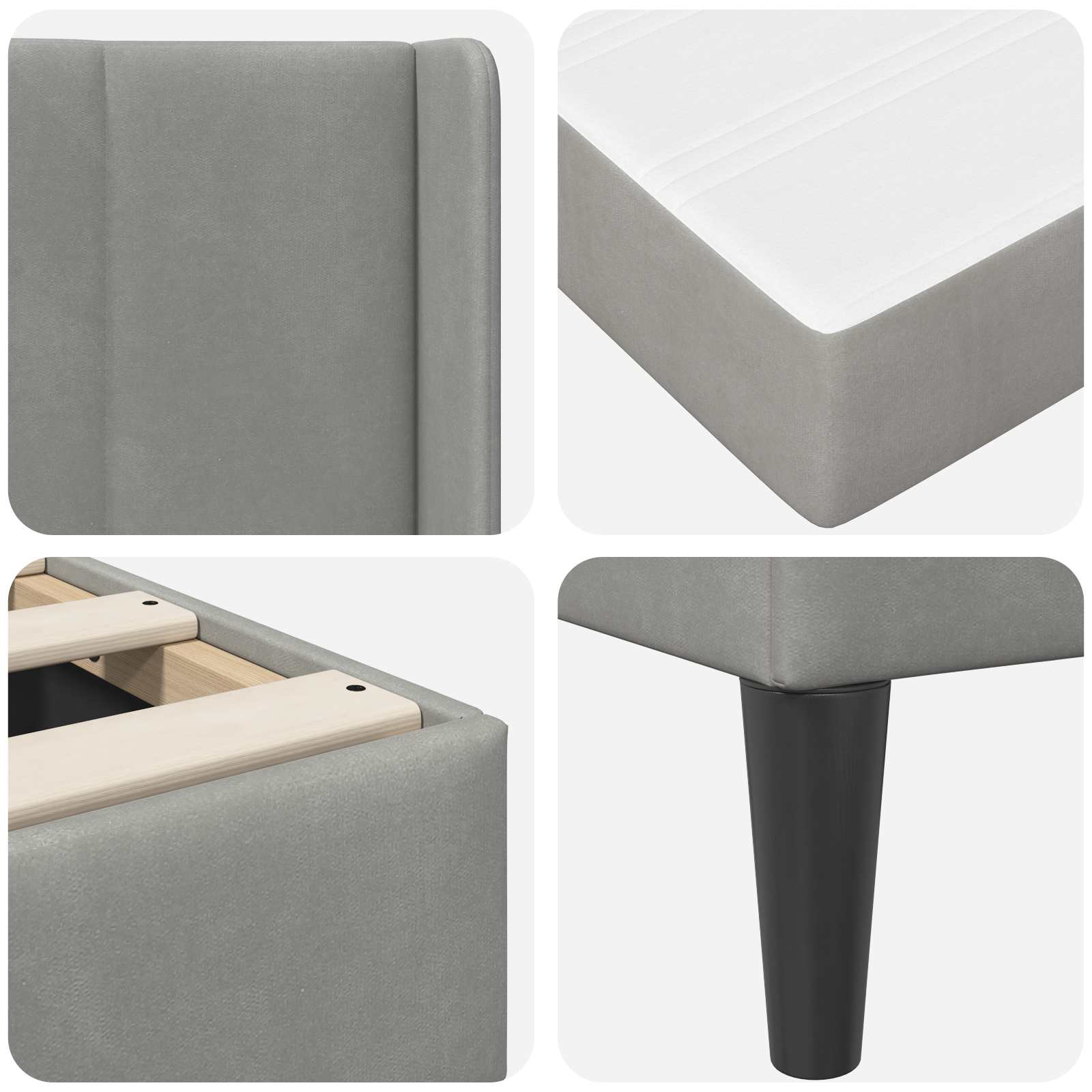 Σκελετός Κρεβατιού Ανοιχτό γκρι 90 x 200 cm Βελούδο - Pakobazaar