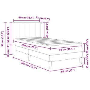 Σκελετός Κρεβατιού Μαύρο 90 x 200 cm Βελούδο - Pakobazaar