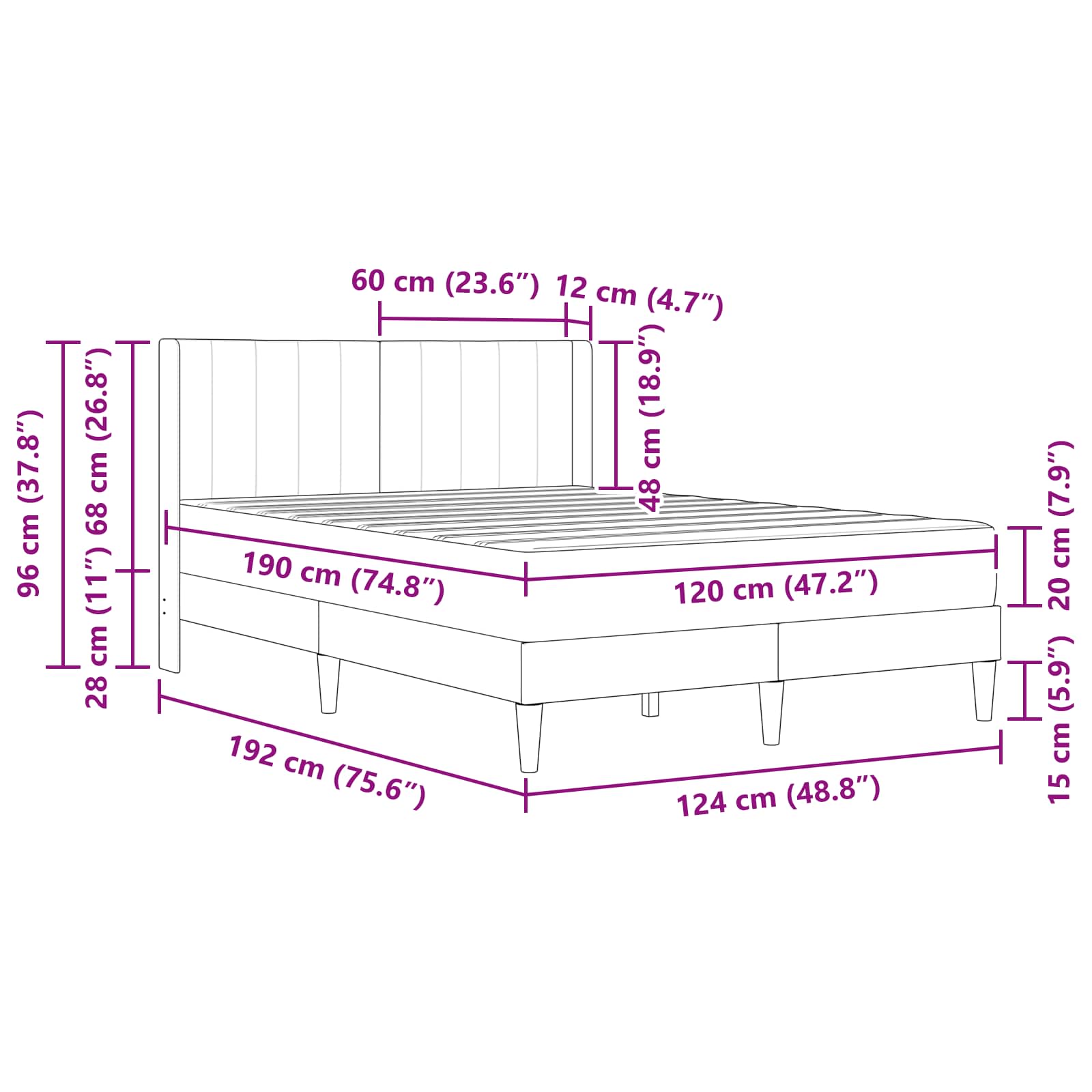 Σκελετός Κρεβατιού Σκούρο Γκρι 120 x 190 cm Βελούδο - Pakobazaar