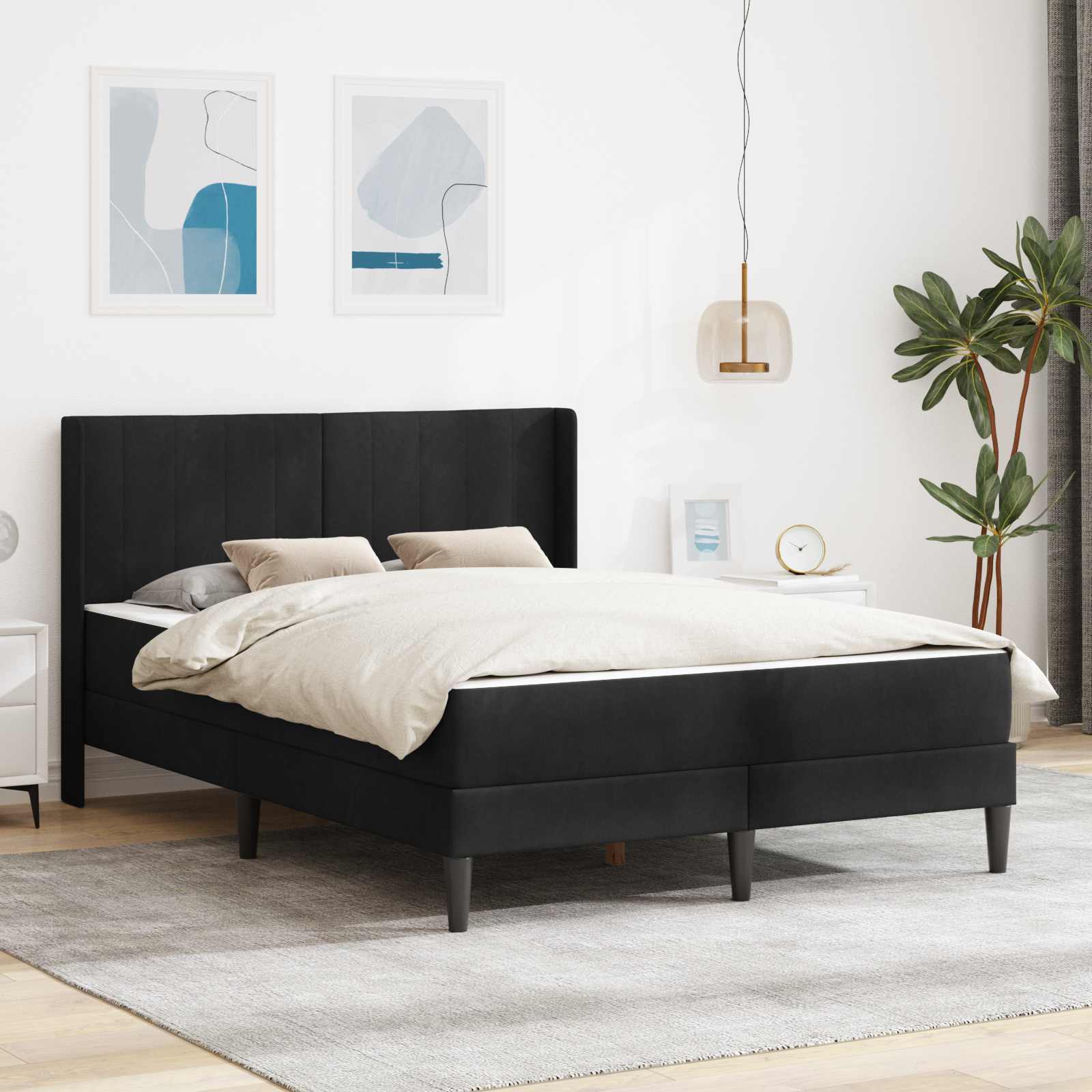 Σκελετός Κρεβατιού Μαύρο 120 x 190 cm Βελούδο - Pakobazaar