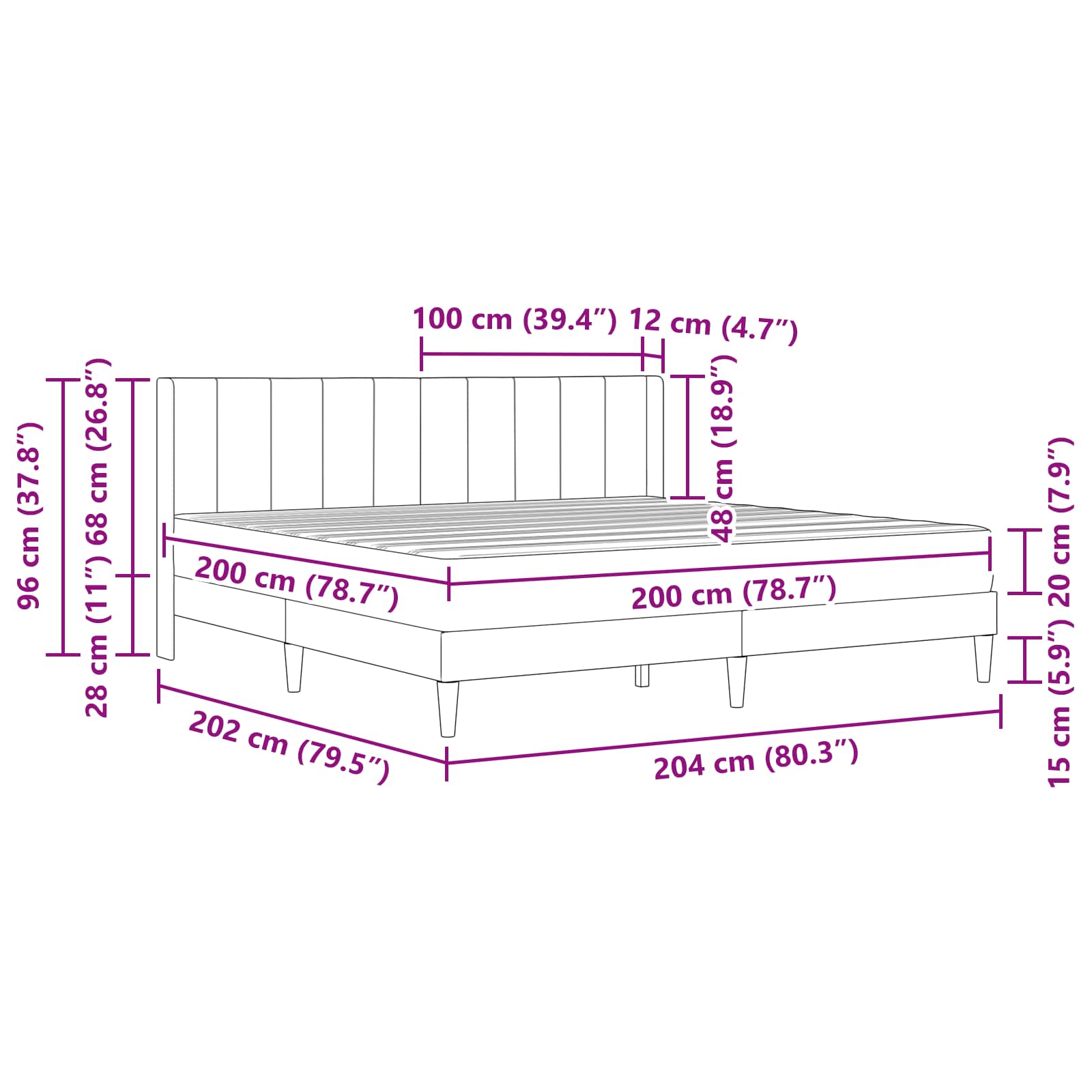 Σκελετός Κρεβατιού Σκούρο Γκρι 200 x 200 cm Βελούδο - Pakobazaar