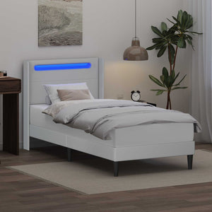 Σκελετός κρεβατιού με στρώμα Λευκό 90 x 190 cm Τεχνητό Δέρμα - Pakobazaar