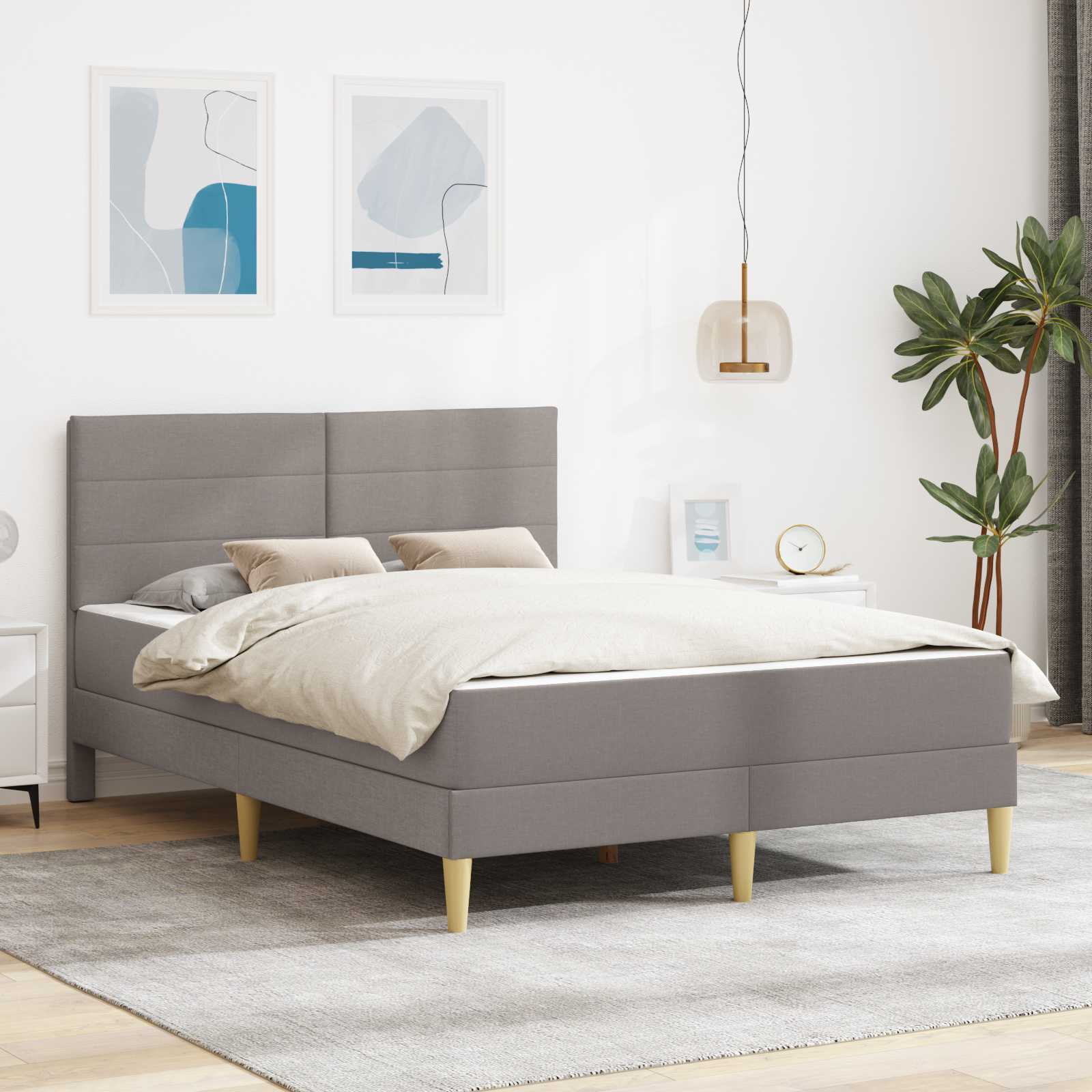 Σκελετός Κρεβατιού Taupe 140 x 190 cm Πολυεστέρας - Pakobazaar
