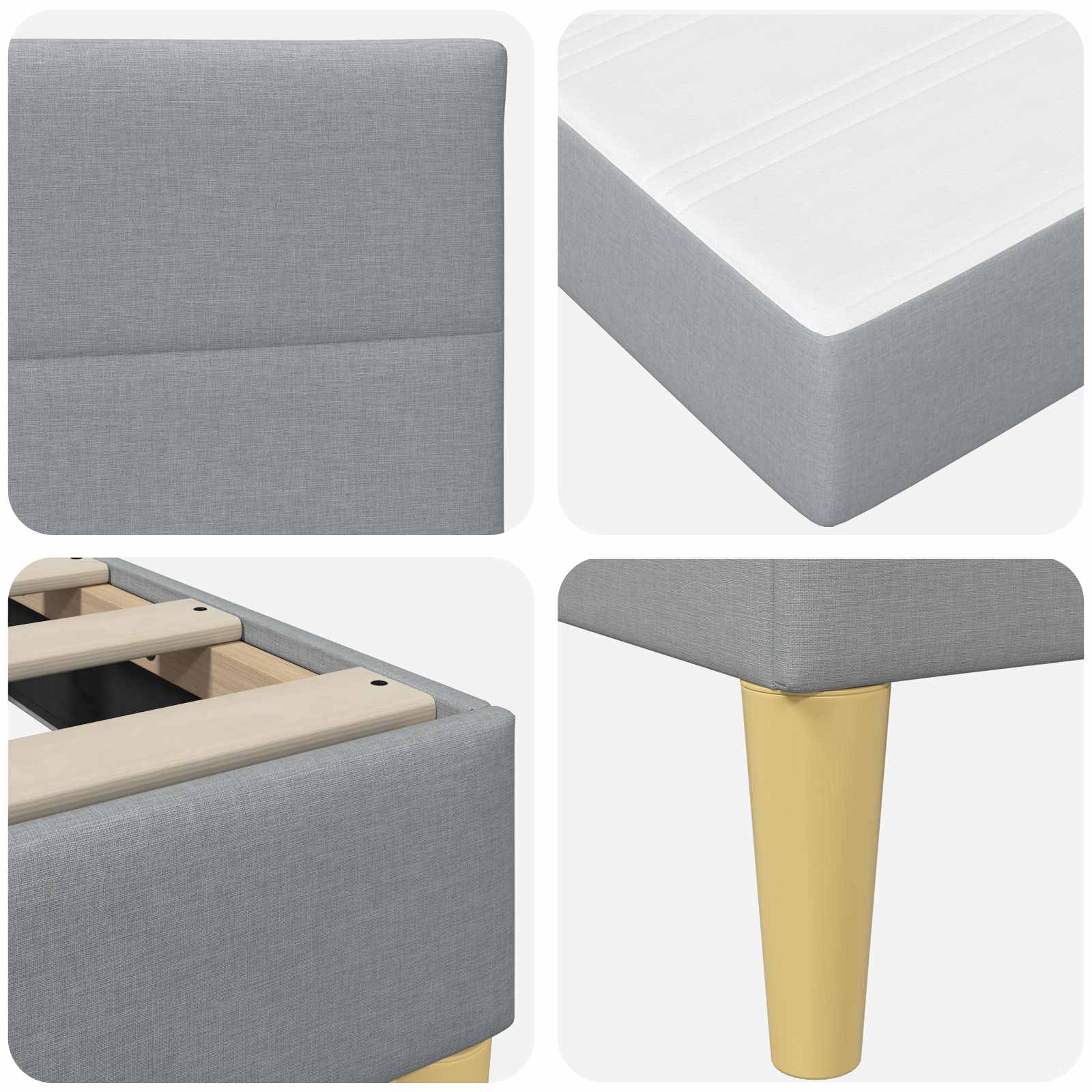 Σκελετός Κρεβατιού Ανοιχτό γκρι 160 x 200 cm Πολυεστέρας - Pakobazaar