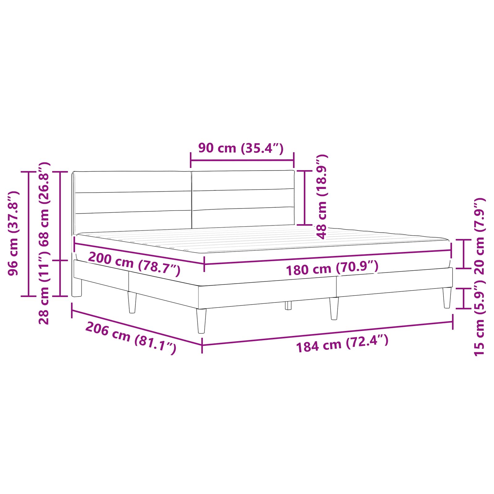 Σκελετός Κρεβατιού Taupe 180 x 200 cm Πολυεστέρας - Pakobazaar