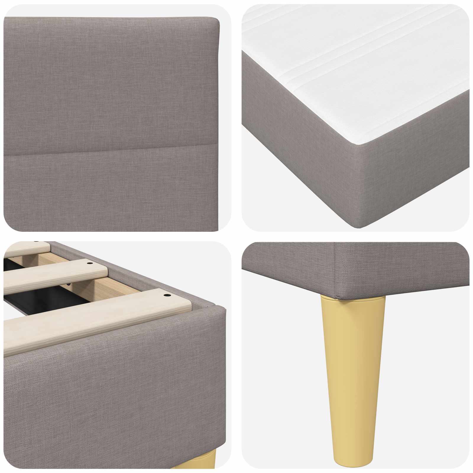 Σκελετός Κρεβατιού Taupe 200 x 200 cm Πολυεστέρας - Pakobazaar