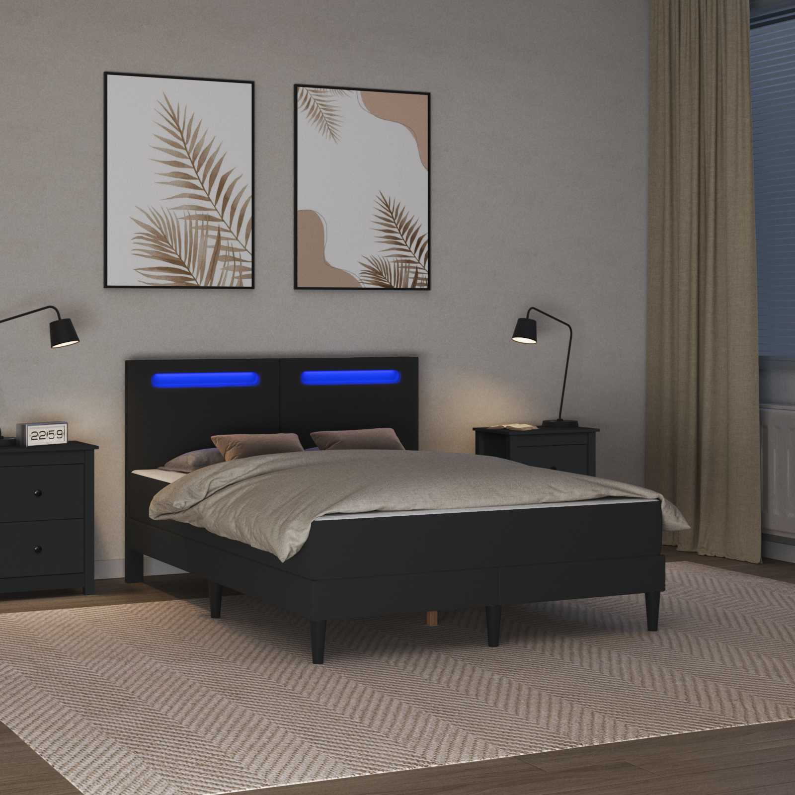 Σκελετός Κρεβατιού με LED ταινίες φωτός 2 pcs Τεχνητό Δέρμα - Pakobazaar