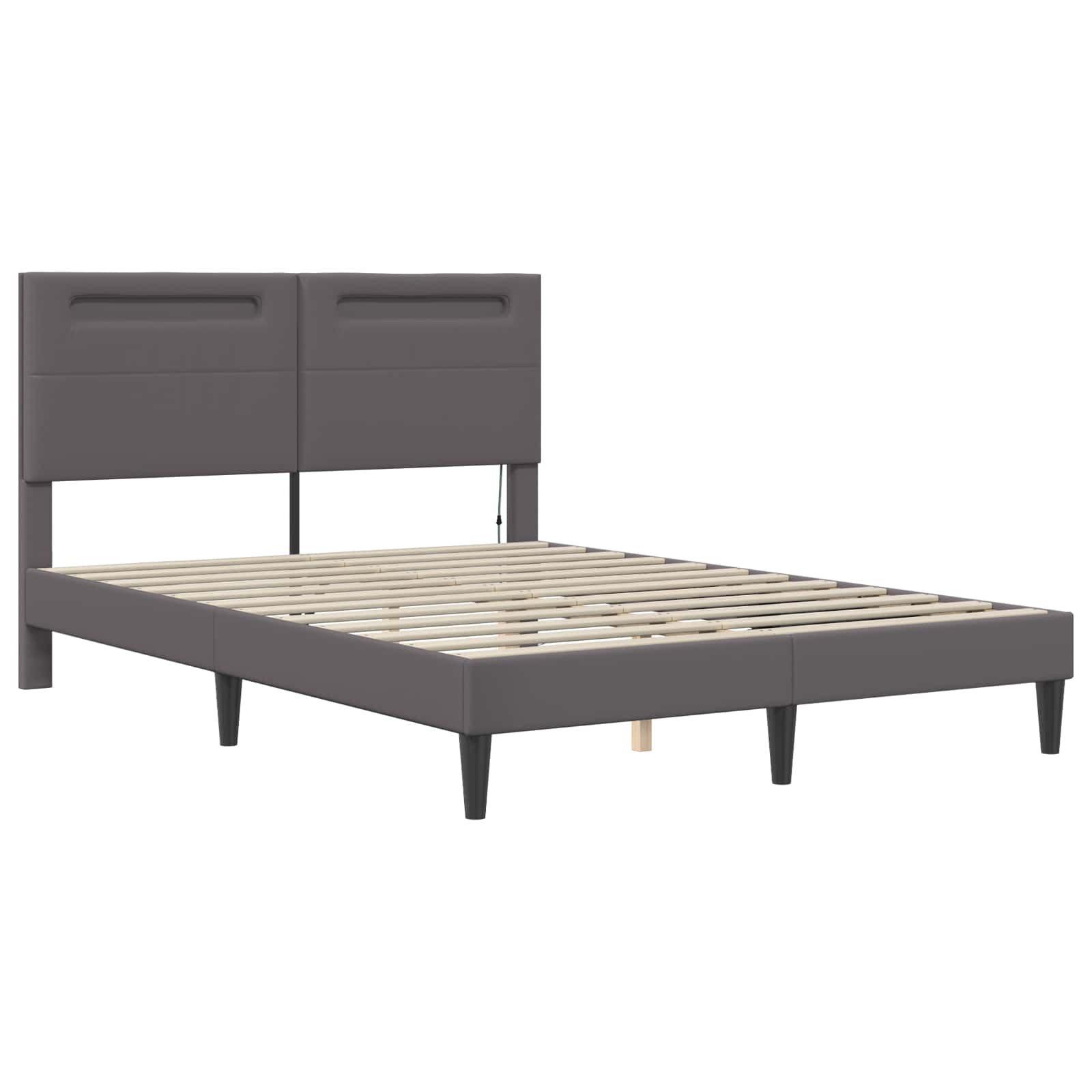 Σκελετός Κρεβατιού με κεφαλάρι Γκρι 140 x 190 cm Τεχνητό Δέρμα - Pakobazaar