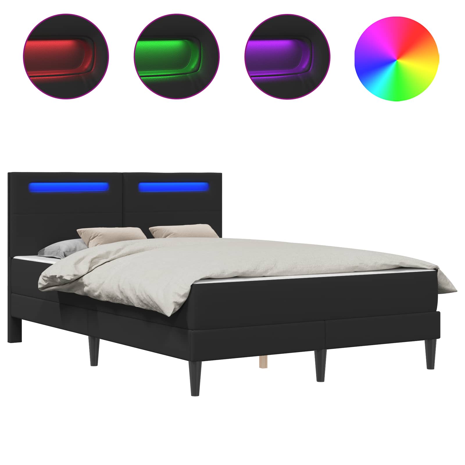 Σκελετός Κρεβατιού με κεφαλάρι Μαύρο 160 x 200 cm Τεχνητό Δέρμα - Pakobazaar