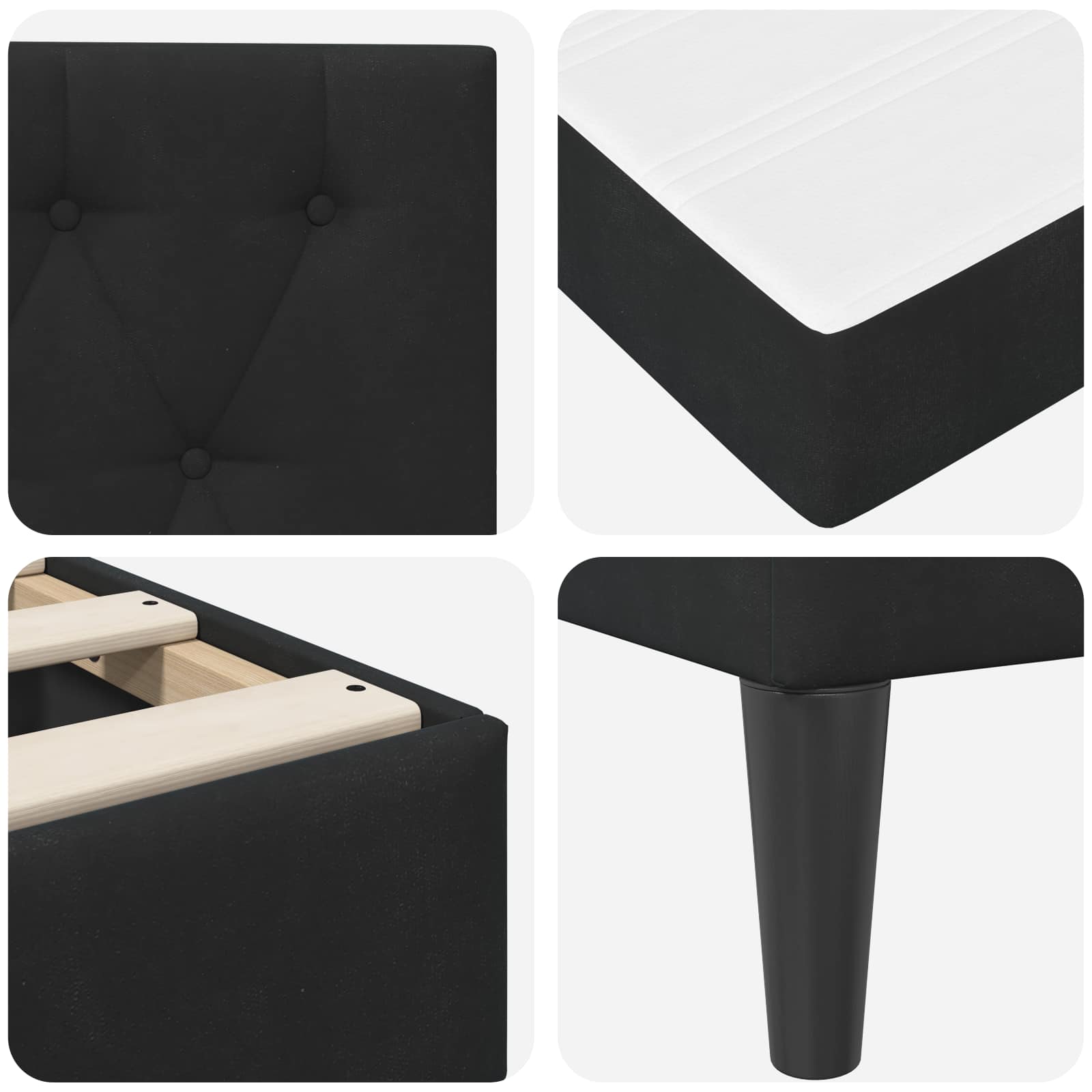 Σκελετός κρεβατιού με στρώμα  Μαύρο 120 x 190 cm Βελούδο - Pakobazaar