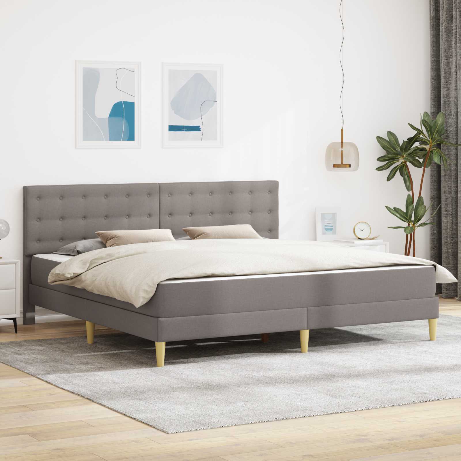 Σκελετός κρεβατιού με στρώμα Taupe 180 x 200 cm ύφασμα - Pakobazaar