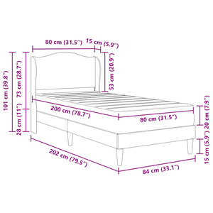 Σκελετός Κρεβατιού με κεφαλάρι Μαύρο 80 x 200 cm Τεχνητό Δέρμα - Pakobazaar