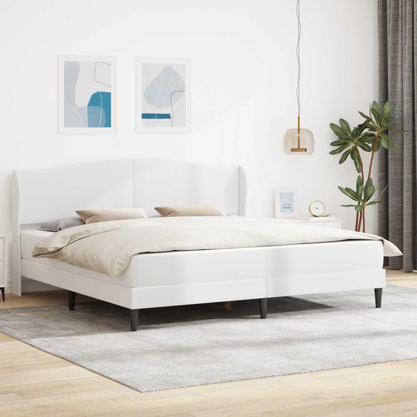 Σκελετός Κρεβατιού με κεφαλάρι Λευκό 180 x 200 cm Τεχνητό Δέρμα - Pakobazaar