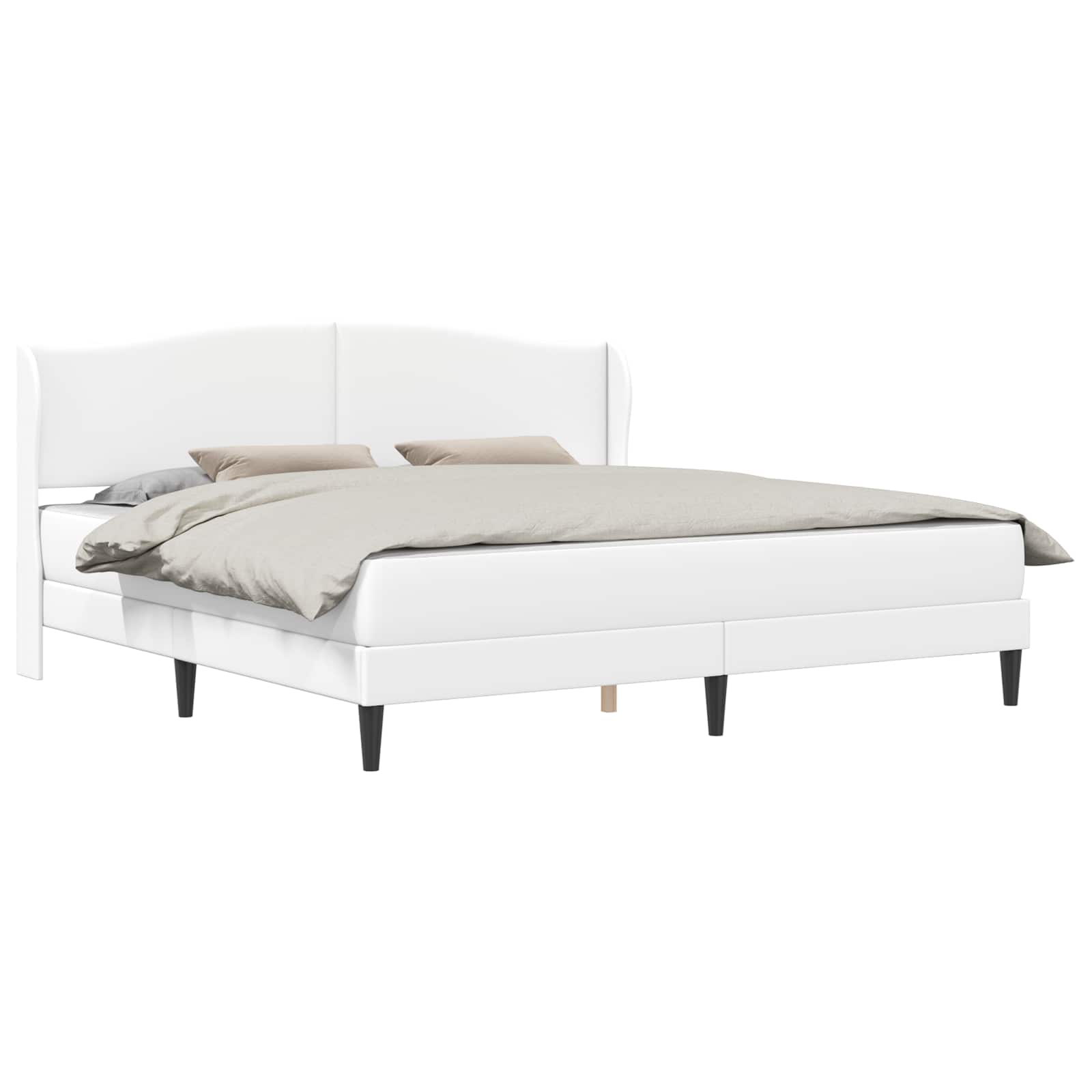 Σκελετός Κρεβατιού με κεφαλάρι Λευκό 180 x 200 cm Τεχνητό Δέρμα - Pakobazaar