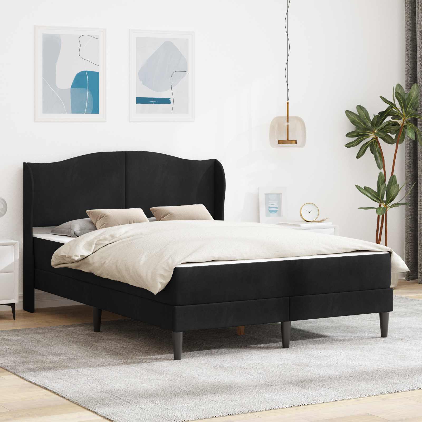 Σκελετός Κρεβατιού με κεφαλάρι 2 pcs Μαύρο 120 x 190 cm Βελούδο - Pakobazaar
