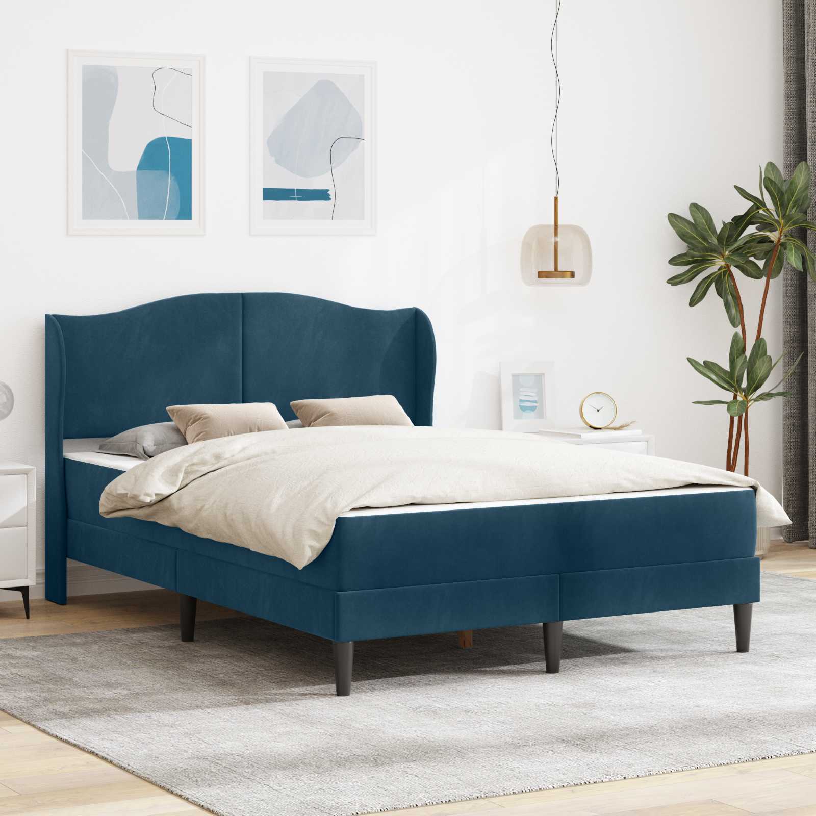 Σκελετός Κρεβατιού με κεφαλάρι 2 pcs Μπλε 120 x 190 cm Βελούδο - Pakobazaar
