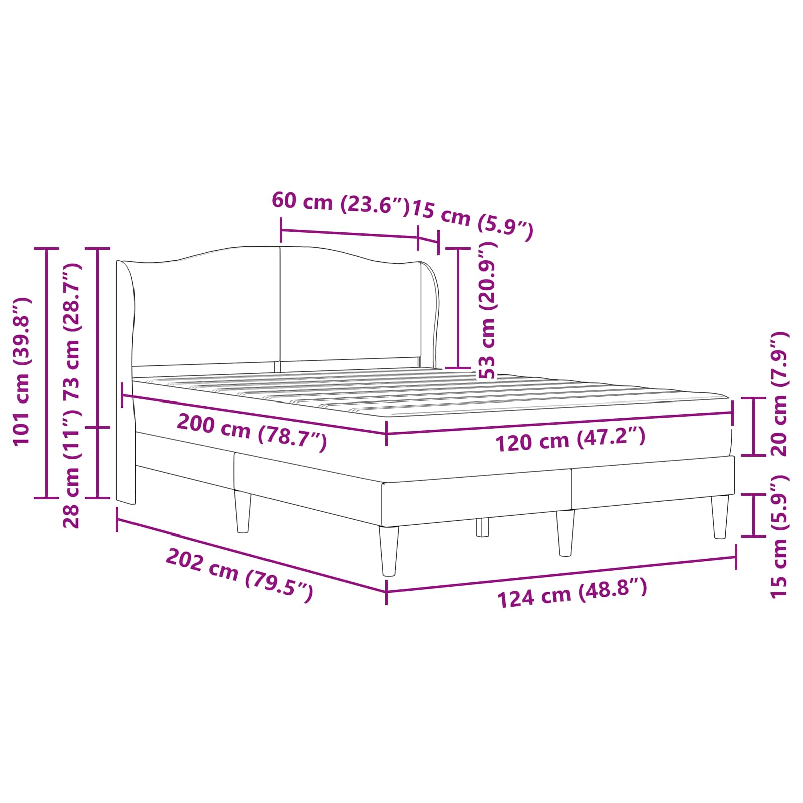 Σκελετός Κρεβατιού με κεφαλάρι Ροζ 120 x 200 cm Βελούδο - Pakobazaar