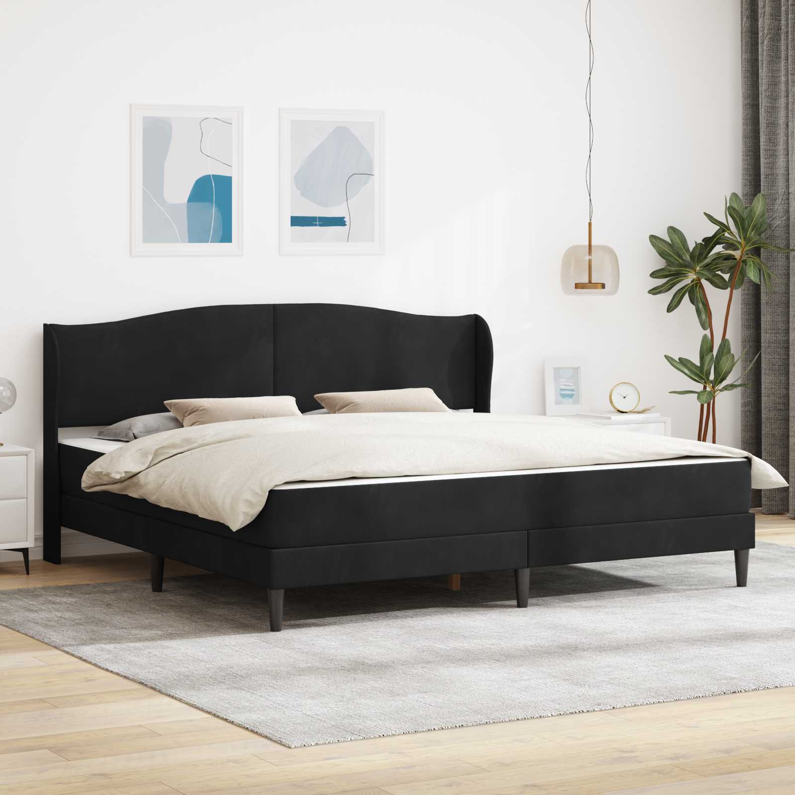 Σκελετός Κρεβατιού με κεφαλάρι Μαύρο 180 x 200 cm Βελούδο - Pakobazaar
