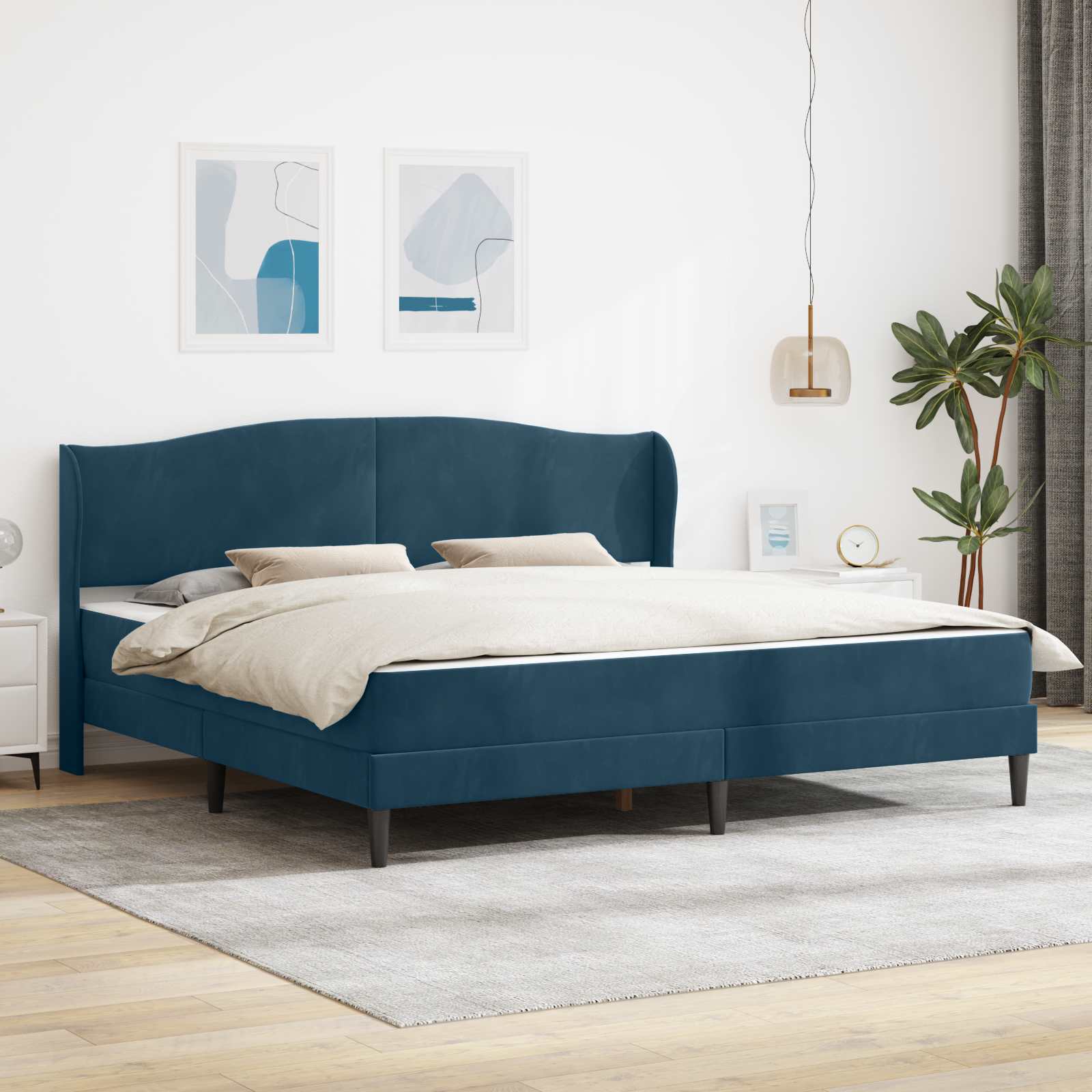 Σκελετός Κρεβατιού με κεφαλάρι Μπλε 180 x 200 cm Βελούδο - Pakobazaar