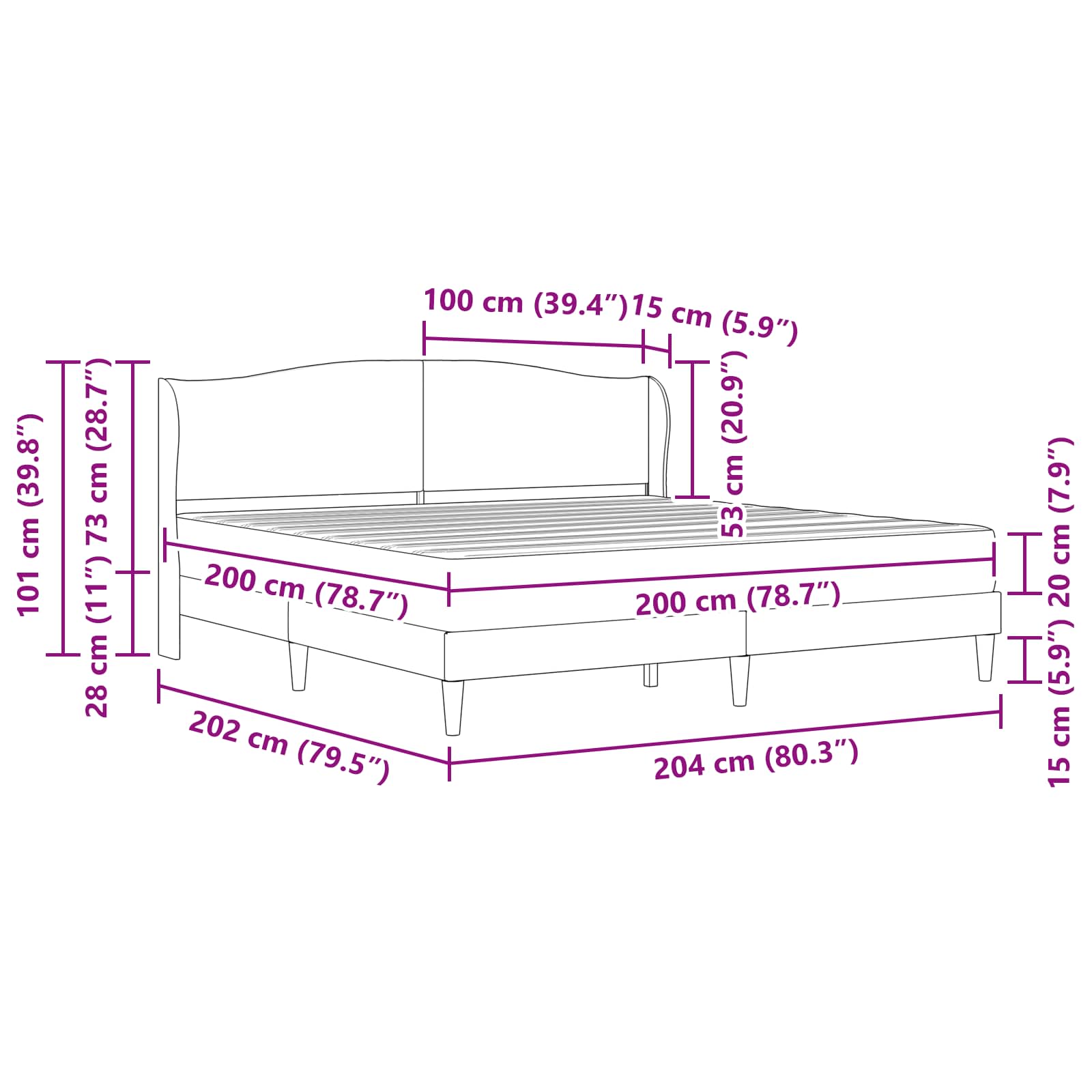 Σκελετός Κρεβατιού Ανοιχτό γκρι 200 x 200 cm Βελούδο - Pakobazaar