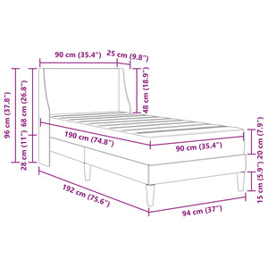 Σκελετός κρεβατιού με στρώμα Μαύρο 90 x 190 cm ύφασμα - Pakobazaar