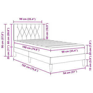 Σκελετός κρεβατιού με στρώμα Μαύρο 90 x 190 cm Βελούδο - Pakobazaar