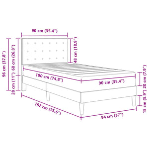 Σκελετός κρεβατιού με στρώμα Μαύρο 90 x 190 cm ύφασμα - Pakobazaar